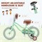 Costway 14'' Kid's Bike with Removable Training Wheels & Basket for 3-5 Years Old Pink/Blue/Green/Beige/Purple/Light Blue